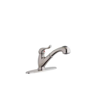 Elkay Single Hole Deck Mount Everyday Kitchen Faucet W/Lever Handle And Pull-Out Spray Lustrous Steel LK4000LS